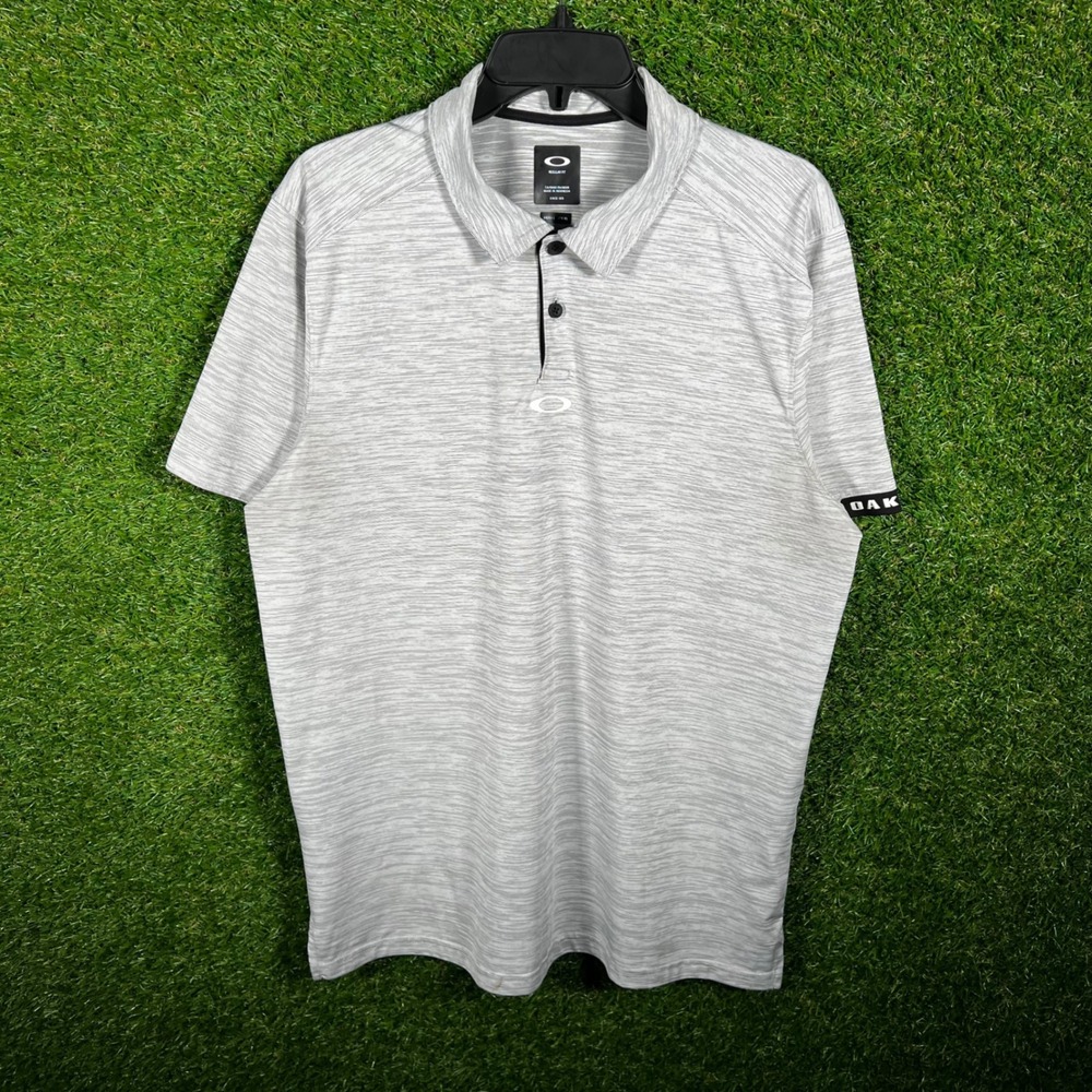 Oakley Mens Regular Fit Polo Shirt Grey Space Dye Short Sleeve‎ Size Large